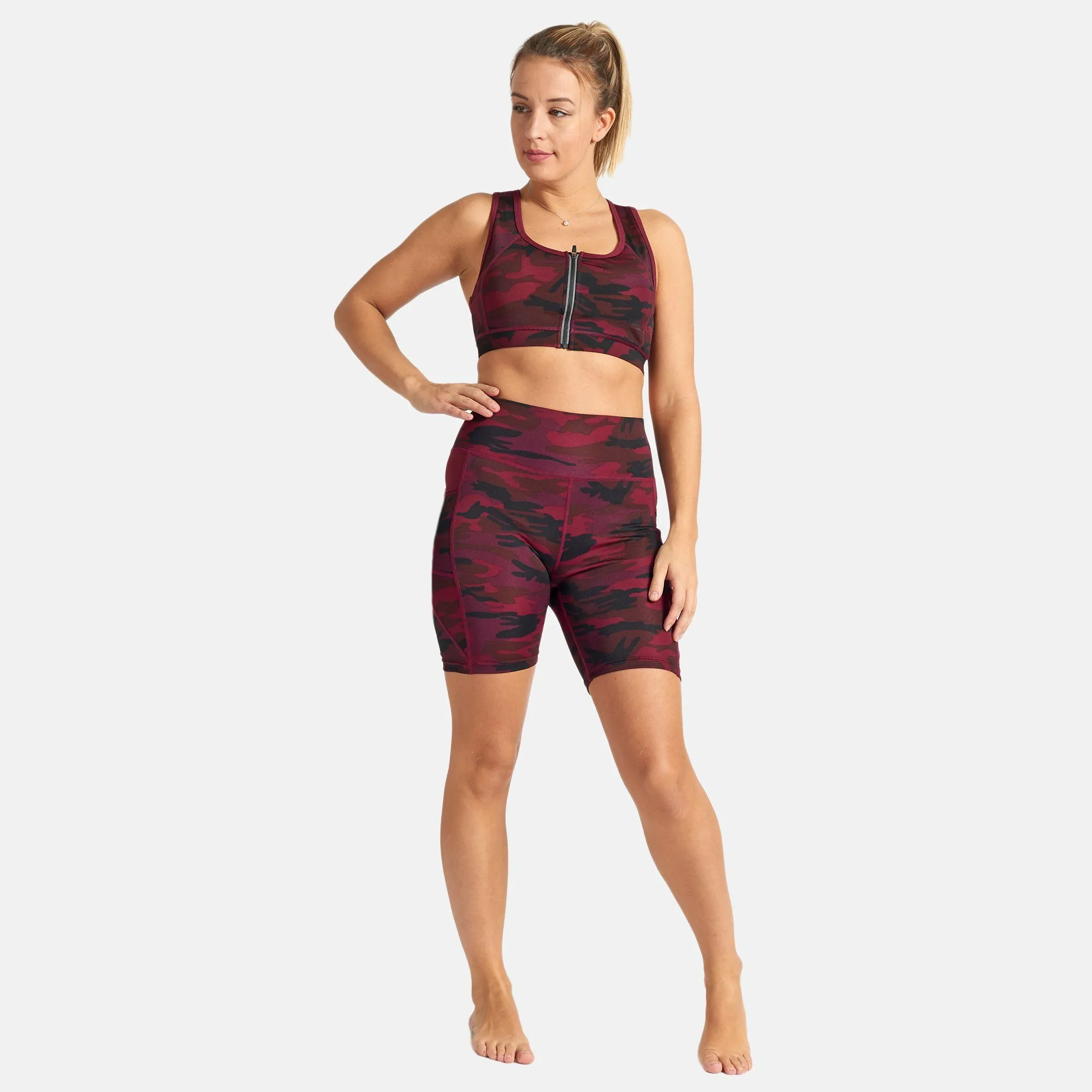 Biker Shorts - Burgundy Camo