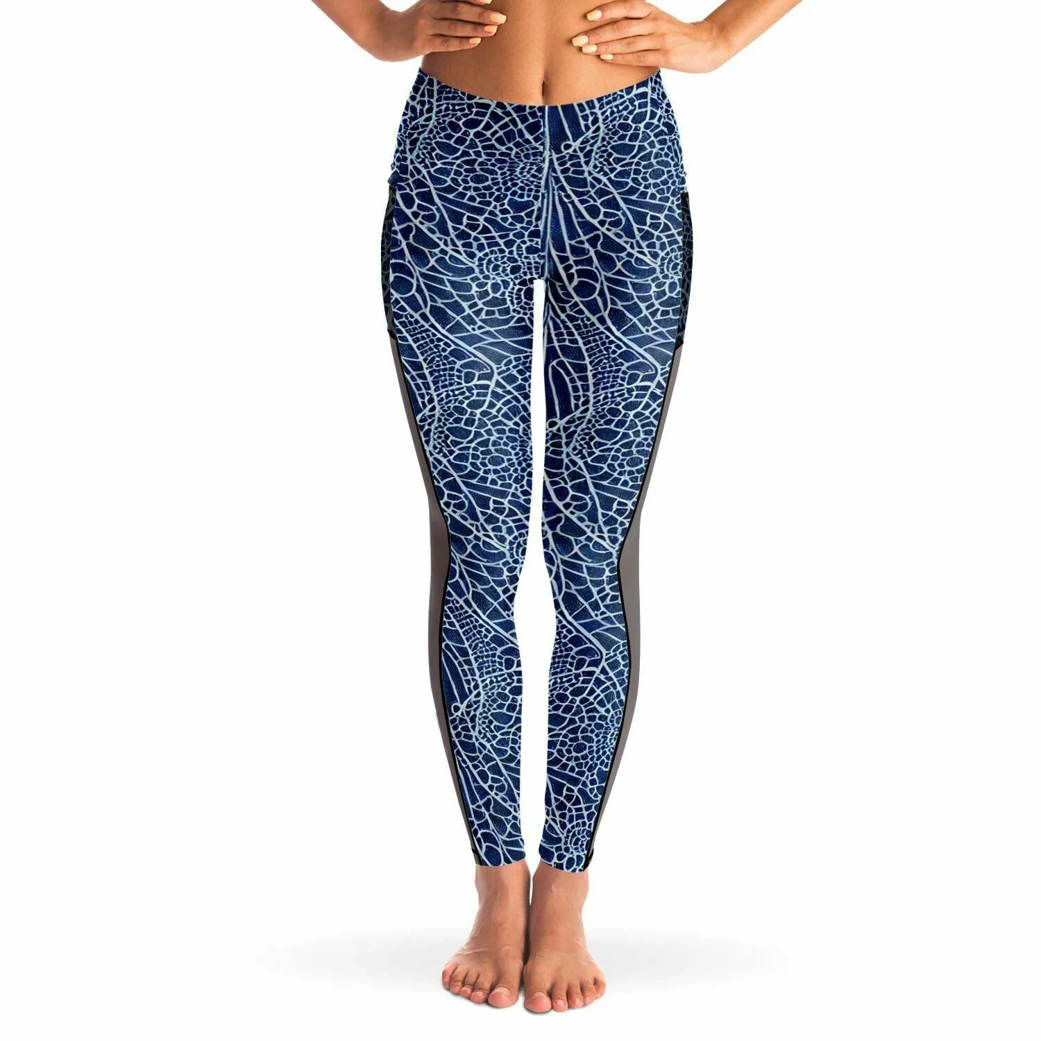 Blue Lace Mesh Pocket Legging