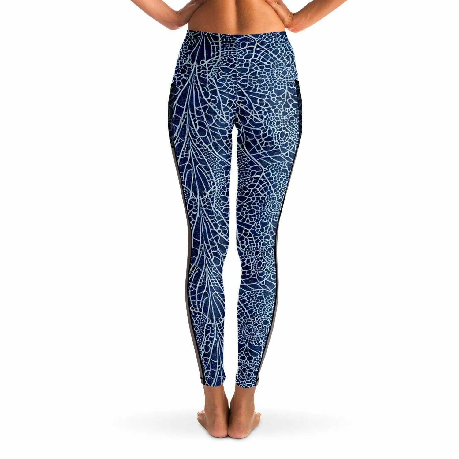 Blue Lace Mesh Pocket Legging