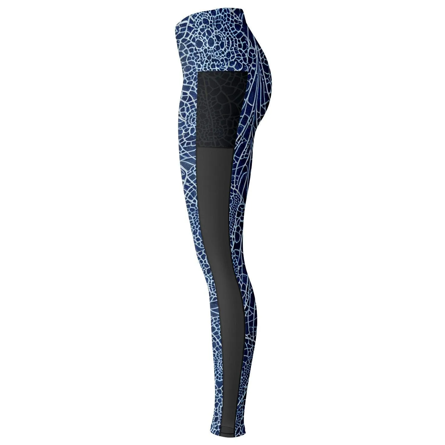 Blue Lace Mesh Pocket Legging