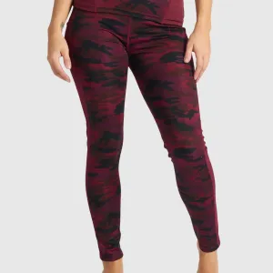 Burgundy Camo Leggings with Mesh