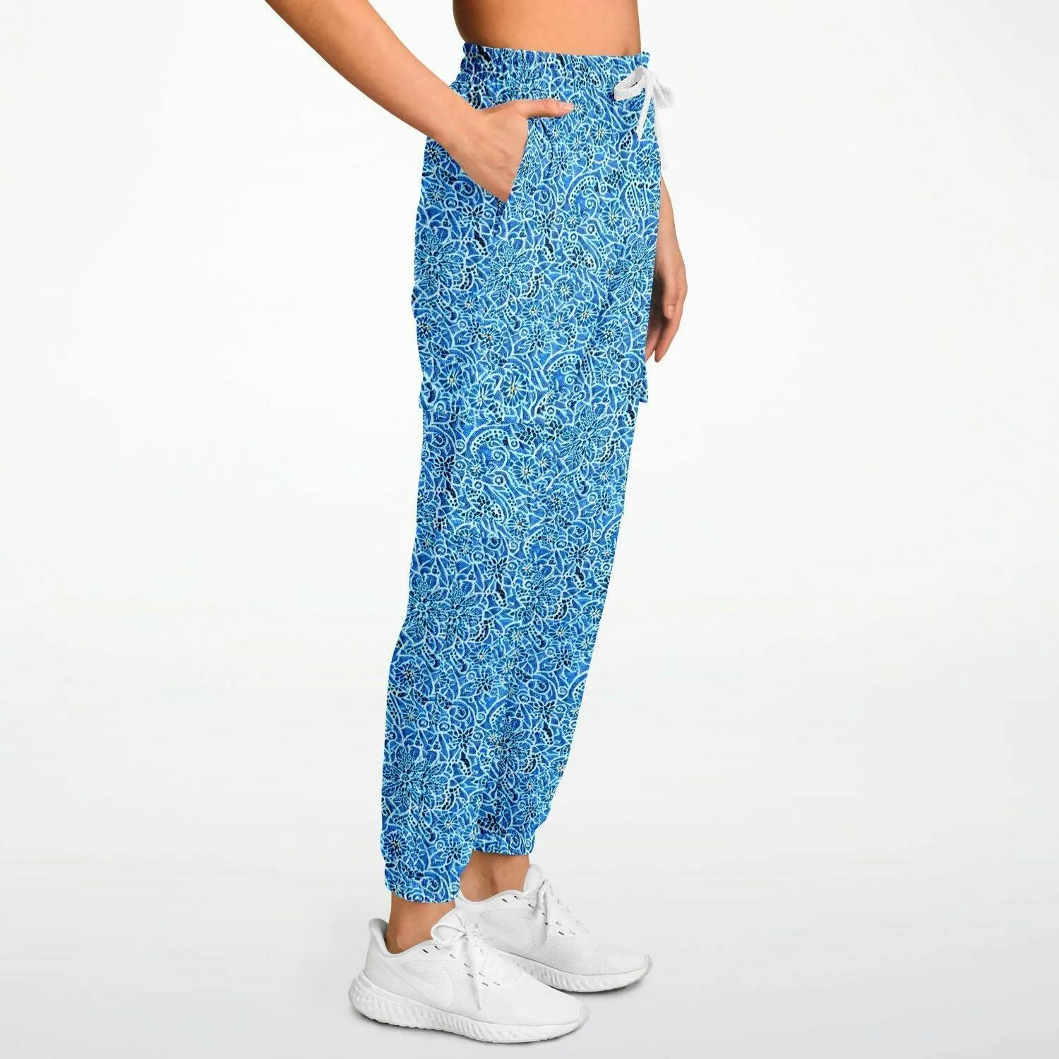 Eco-Friendly Blue Printed Cargo Sweatpants | Comfort Meets Style