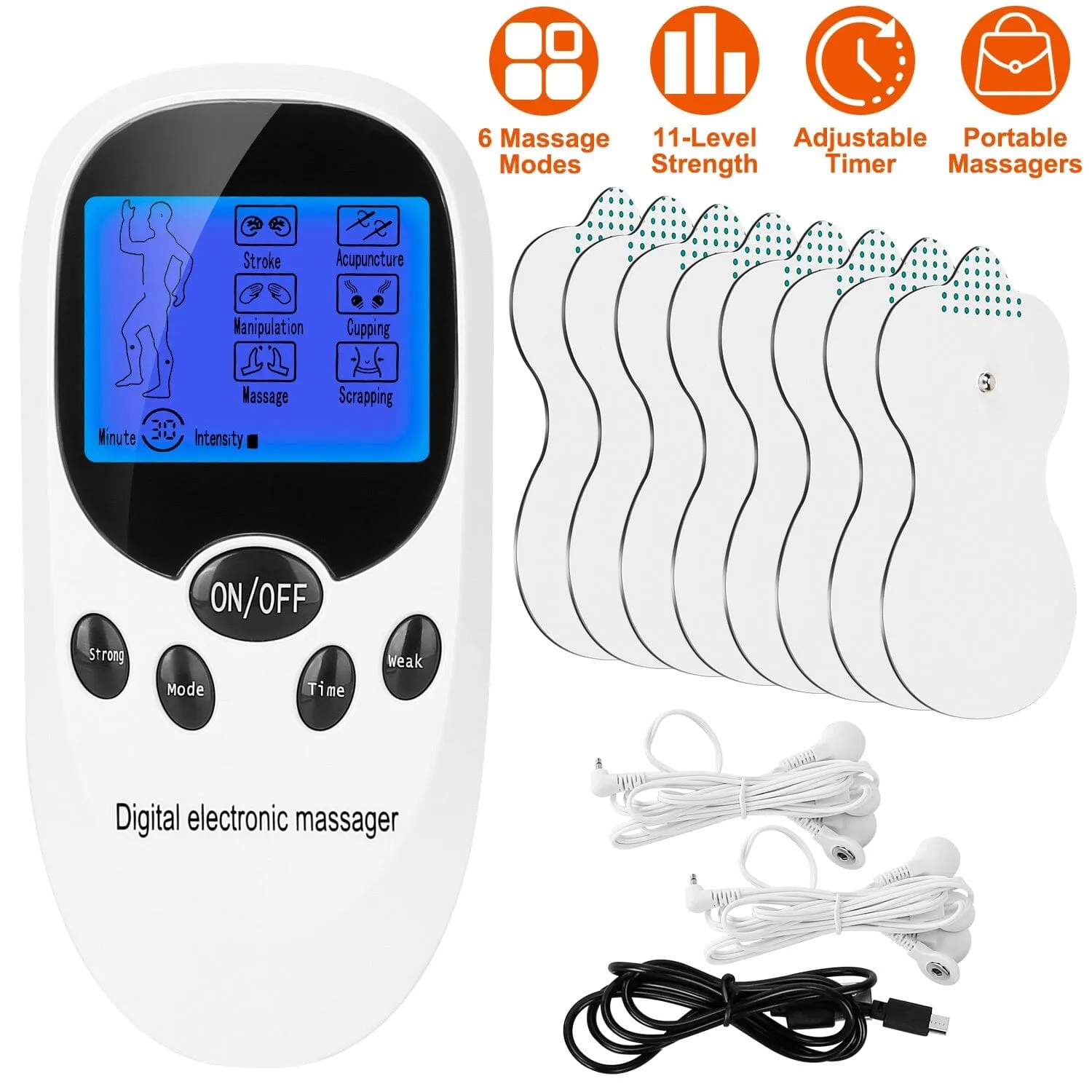 Electric Muscle Stimulator with Electrode Pads Wires