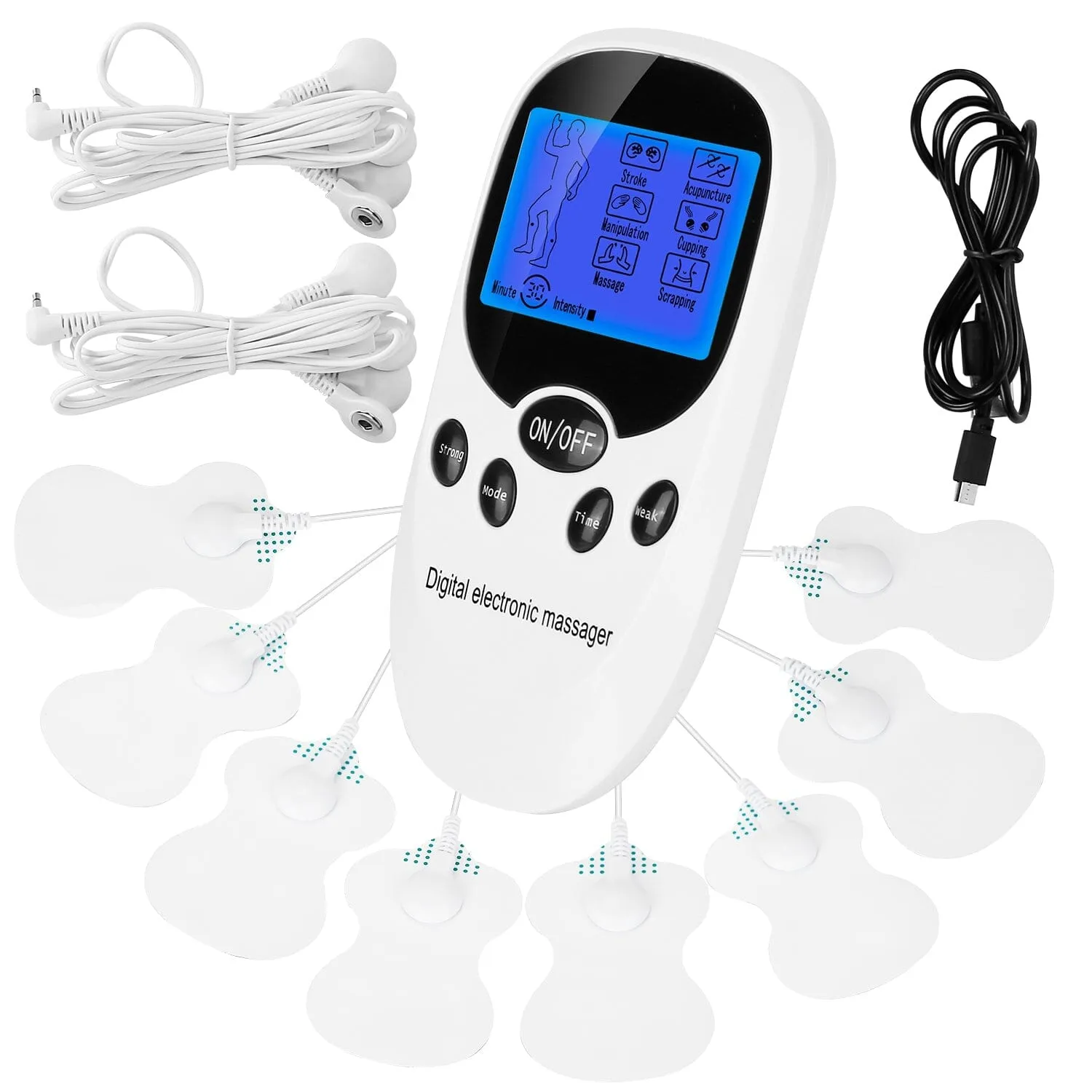 Electric Muscle Stimulator with Electrode Pads Wires