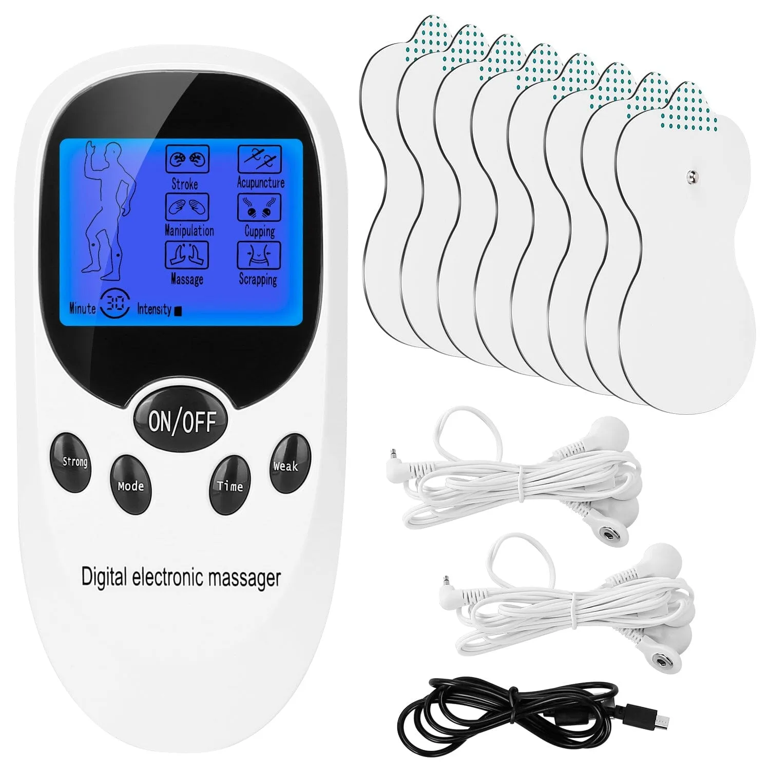 Electric Muscle Stimulator with Electrode Pads Wires