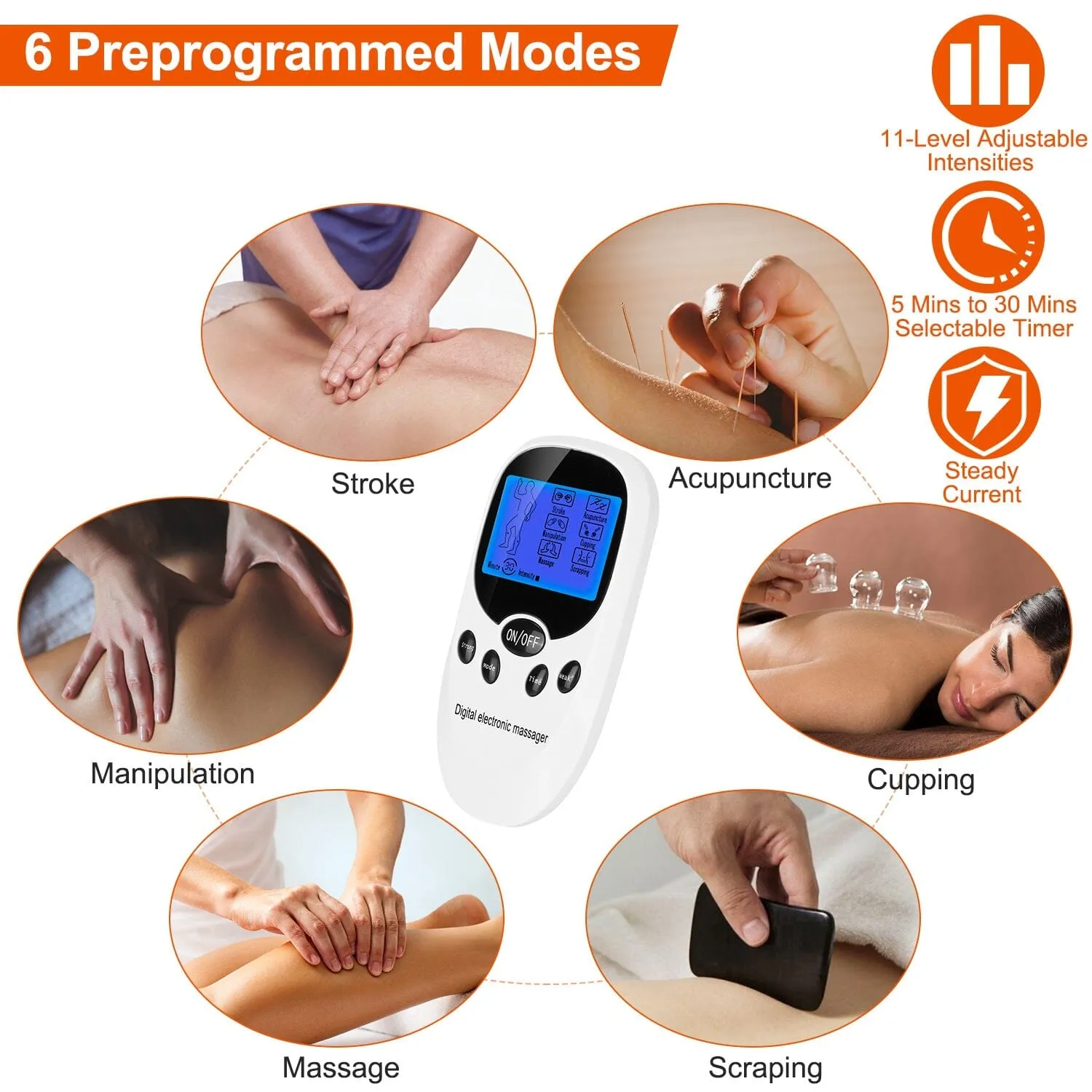 Electric Muscle Stimulator with Electrode Pads Wires