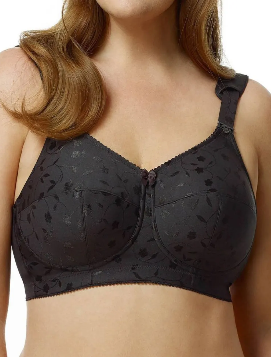 Elila Jacquard Soft Cup Bra, Black | Black Full Coverage Bras | Black Soft Cup Bras