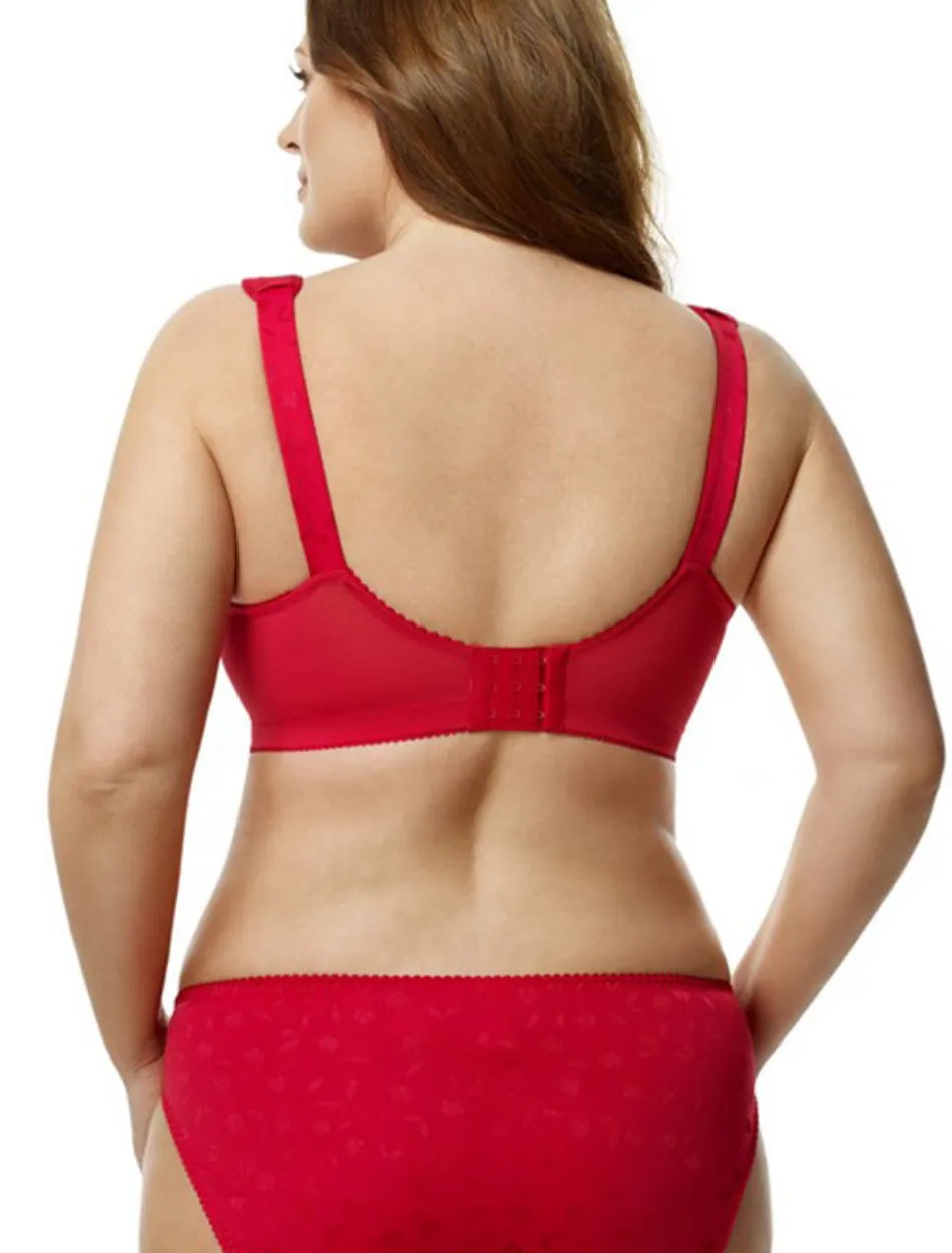 Elila Jacquard Soft Cup Bra, Red| Red Full Coverage Bras | Red Soft Cup Bras