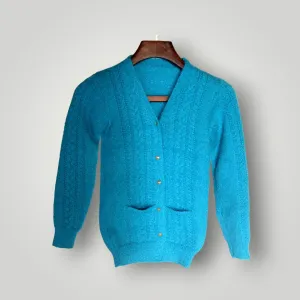 Handmade Woolen Knitted Beautiful Maya Color Cardigan For Women