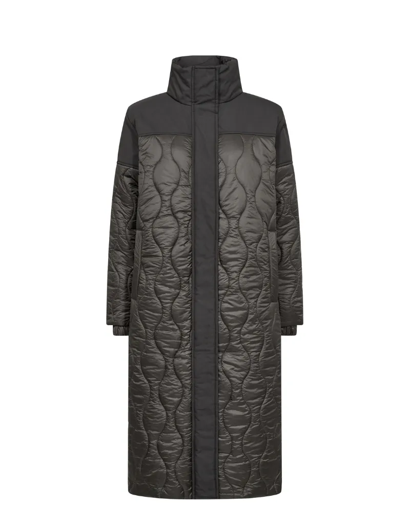 Levete Room Holly Long Black Olive Quilted Jacket