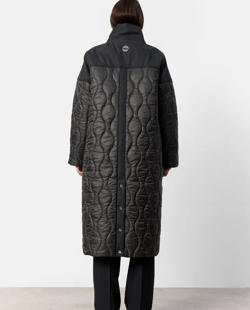 Levete Room Holly Long Black Olive Quilted Jacket