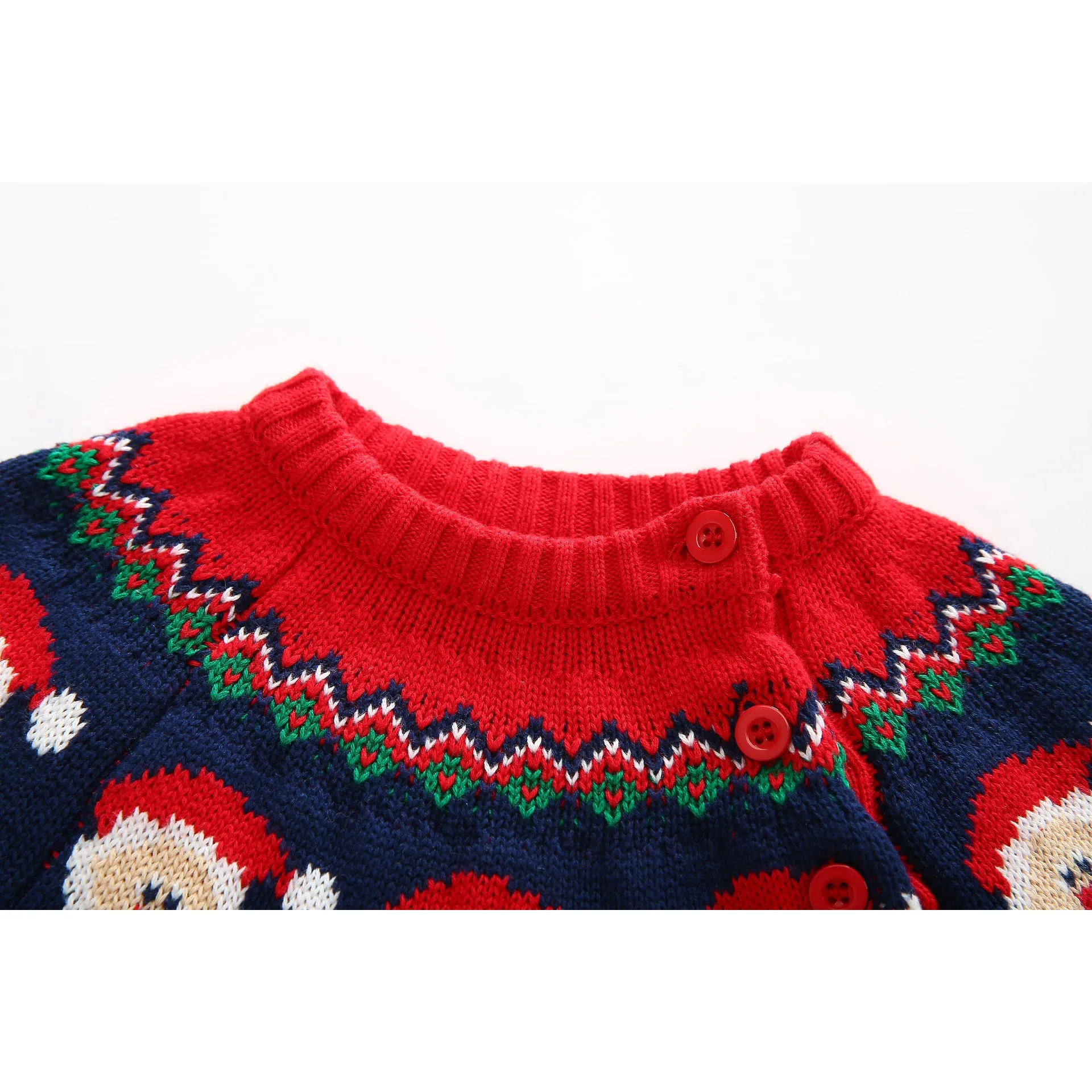 Little Surprise Box Kids Red & Navy HOHO Cardigan Sweater Round Neck