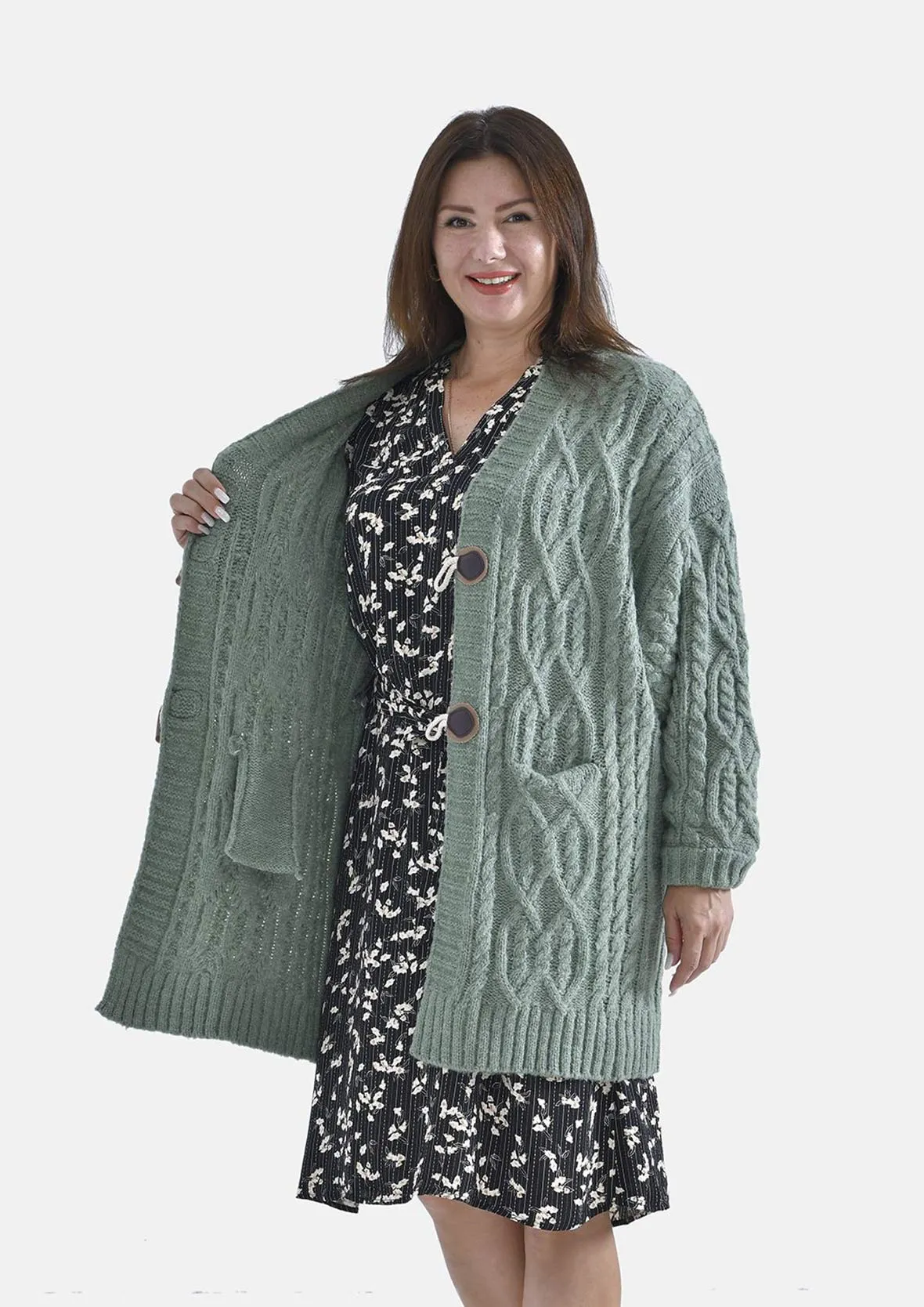 Long Knit Cardigan With Toggles