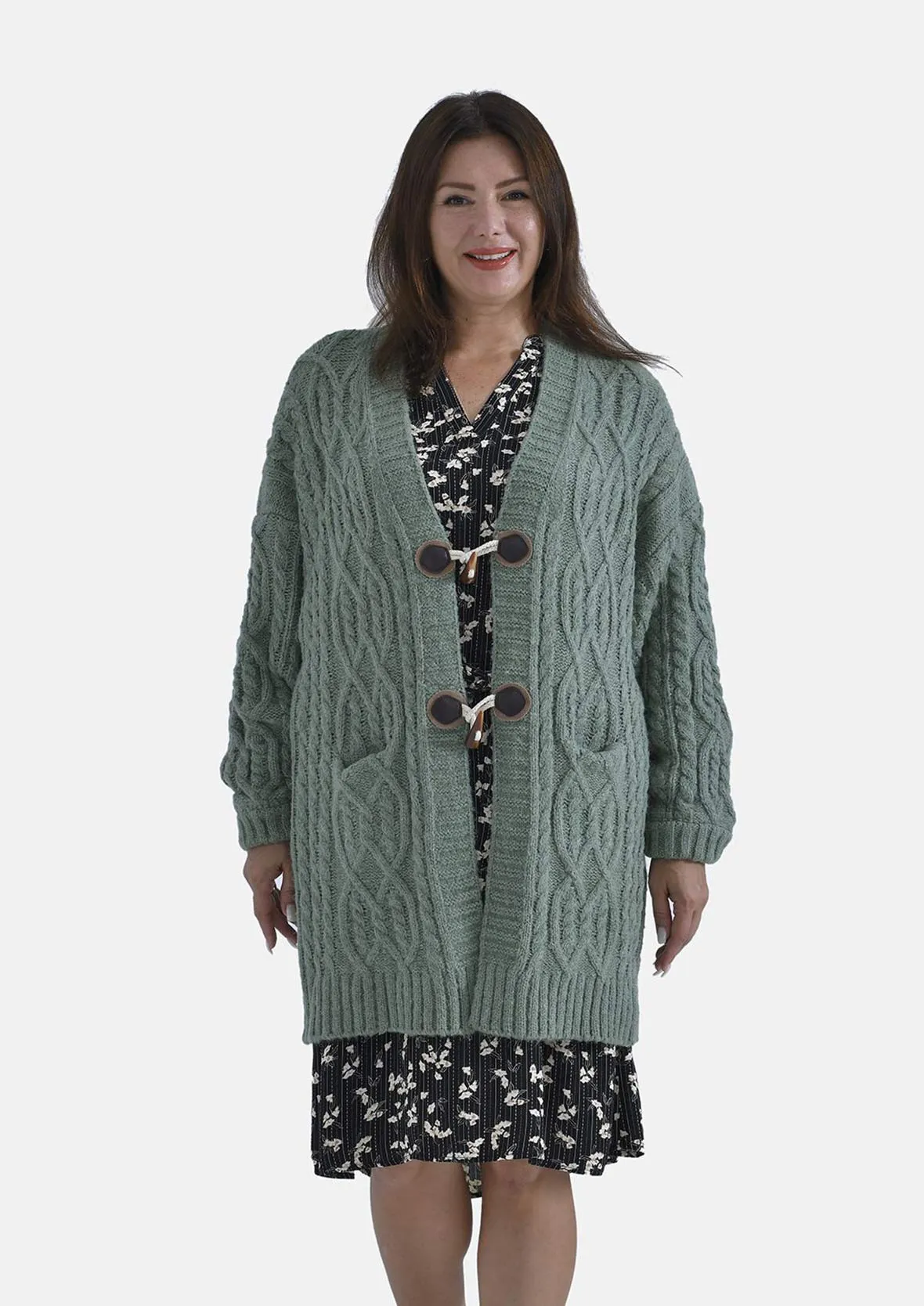 Long Knit Cardigan With Toggles