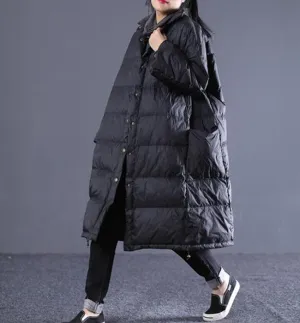 Loose Large Size Long Puffer Coat Large Pocket Down Jacket