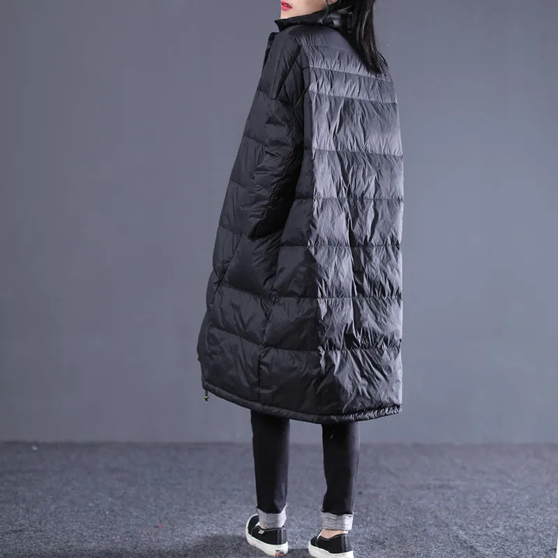 Loose Large Size Long Puffer Coat Large Pocket Down Jacket