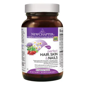 New Chapter Perfect Hair, Skin & Nails Supplement Builds Healthy Hair & Strong Nails with Biotin   Astaxanthin - 30 Vegetarian Capsules