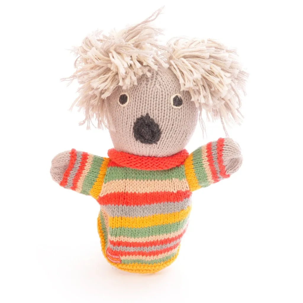 Organic Cotton Hand Puppet - Koala in Stripey Sweater