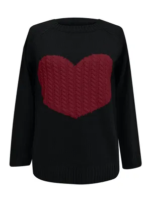 Women's knitted sweater plus size love knitted pullover sweater women