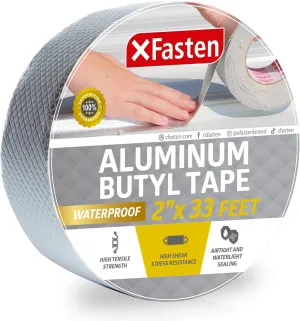 XFasten Super Waterproof Aluminum Butyl Tape, 2-Inch x 33-Foot